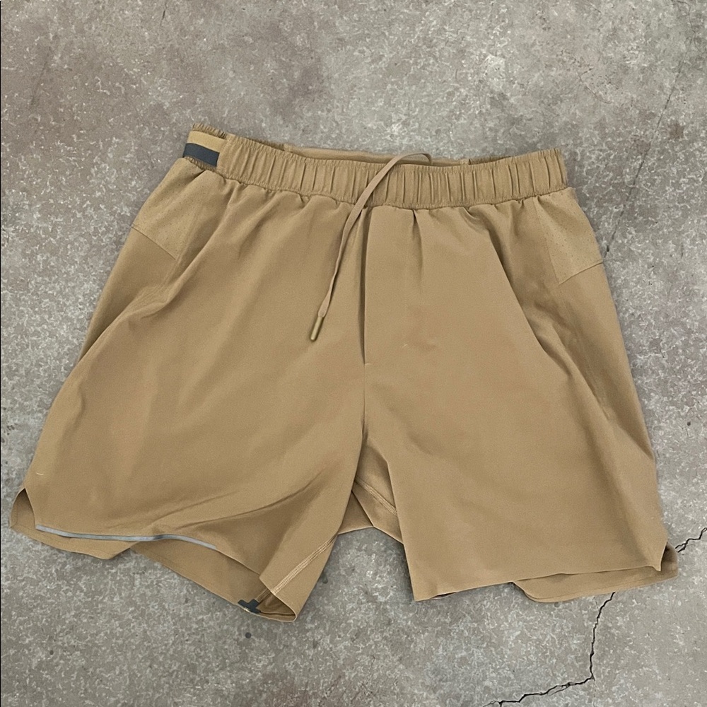 Men's Tan Athletic Shorts with Drawstring
